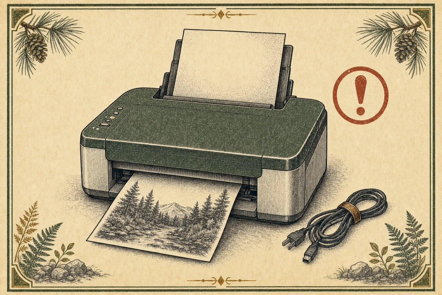 Home printer beside a laptop for printer setup and troubleshooting