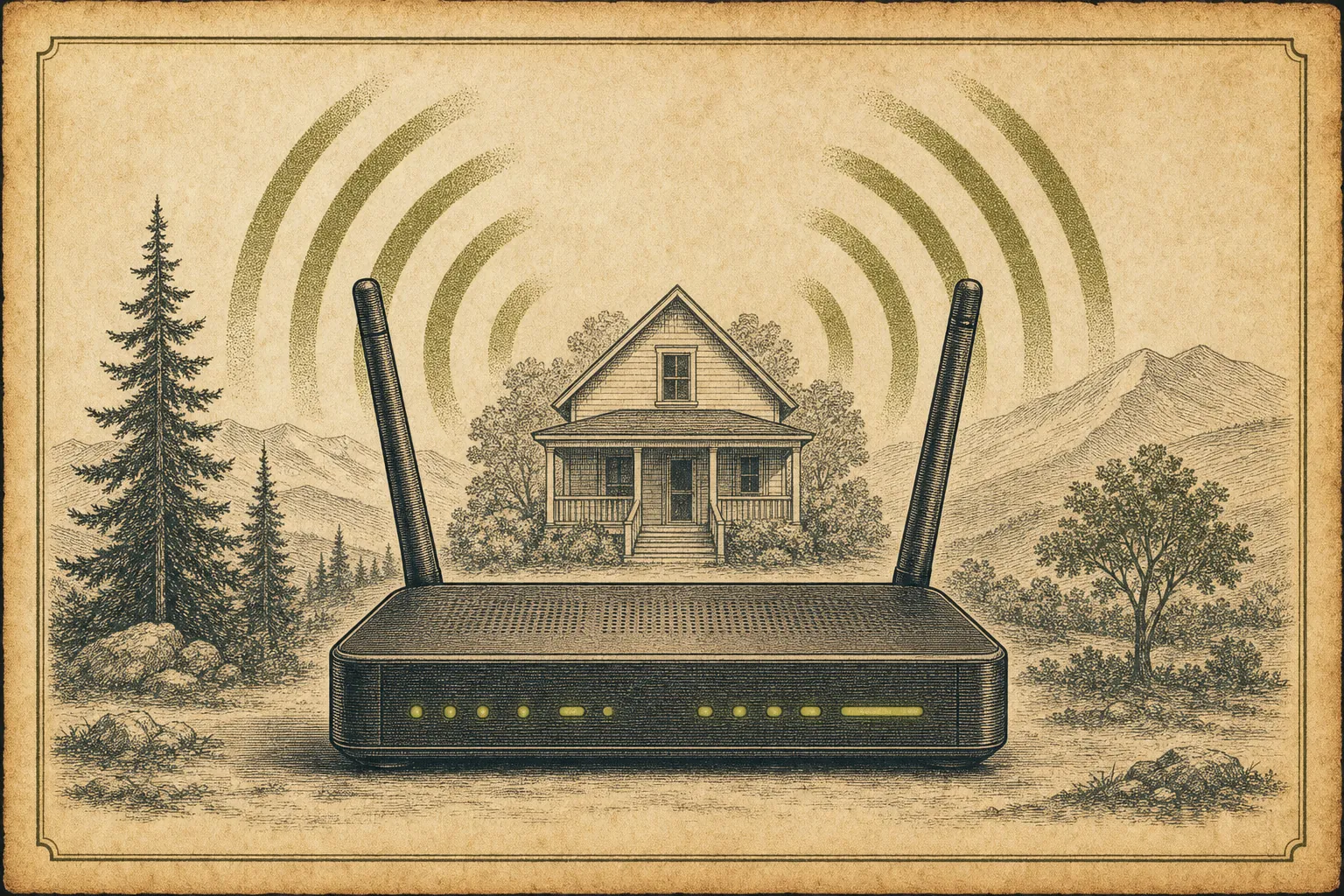 Home Wi-Fi router and connected laptop for network setup